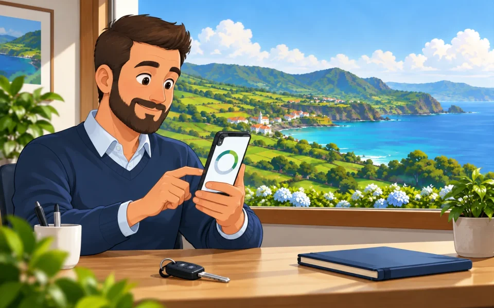 Condutor a consultar uma representação gráfica do saldo de pontos no telemóvel