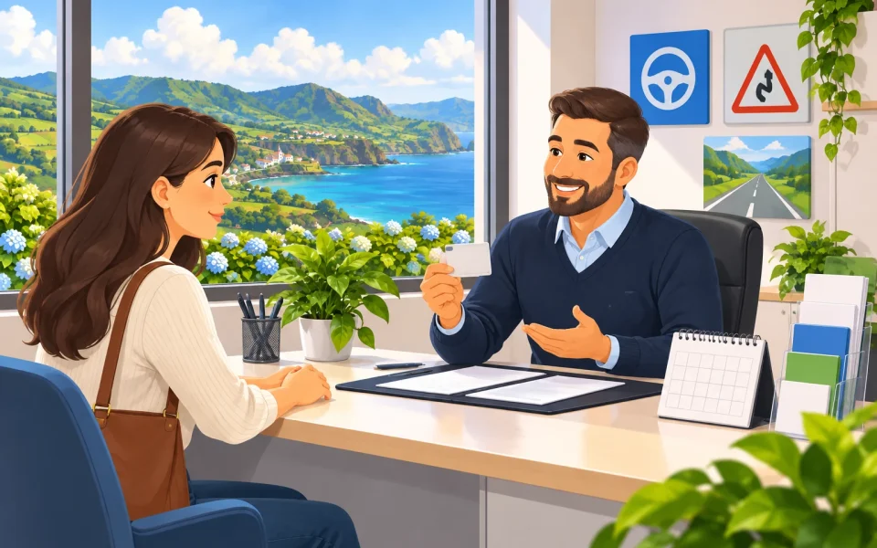 Atendimento ilustrado para revalidar uma carta de condução